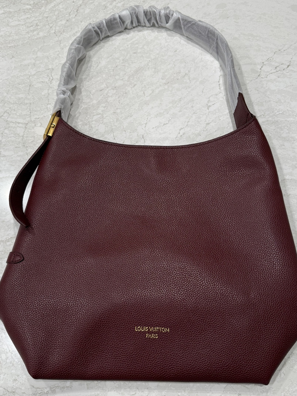 Burgundy Pebbled Leather Shoulder Bag with Gold Hardware (BRAND NEW)